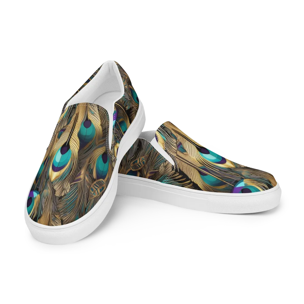 Gilded Plumes on Men's Slip-On Canvas Shoes — Left Front
