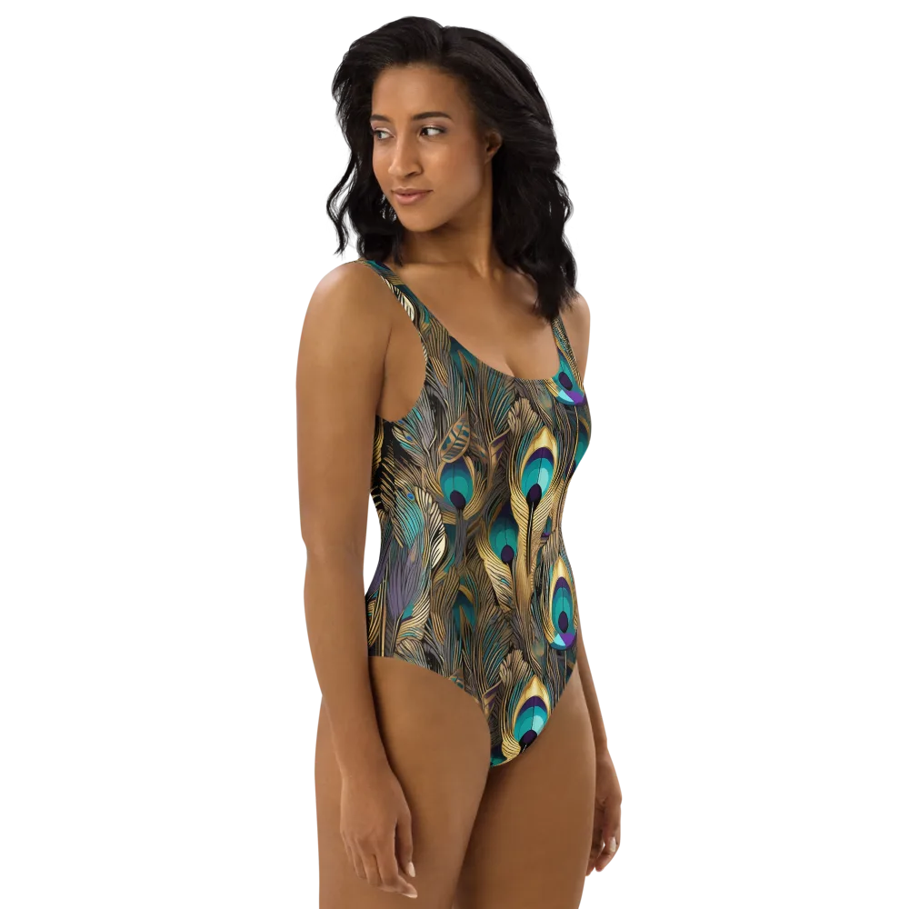 Gilded Plumes on One-Piece Swimsuit — Right