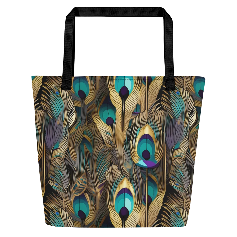 Gilded Plumes on Large Tote Bag W/ Pocket — Front