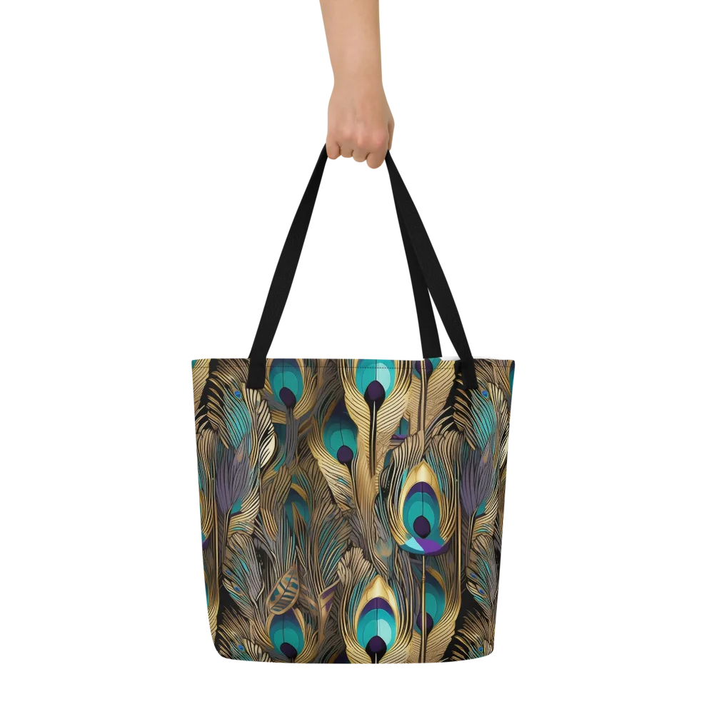 Gilded Plumes on Large Tote Bag W/ Pocket — Front