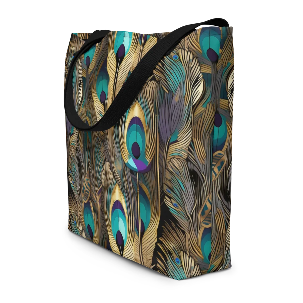 Gilded Plumes on Large Tote Bag W/ Pocket — Front