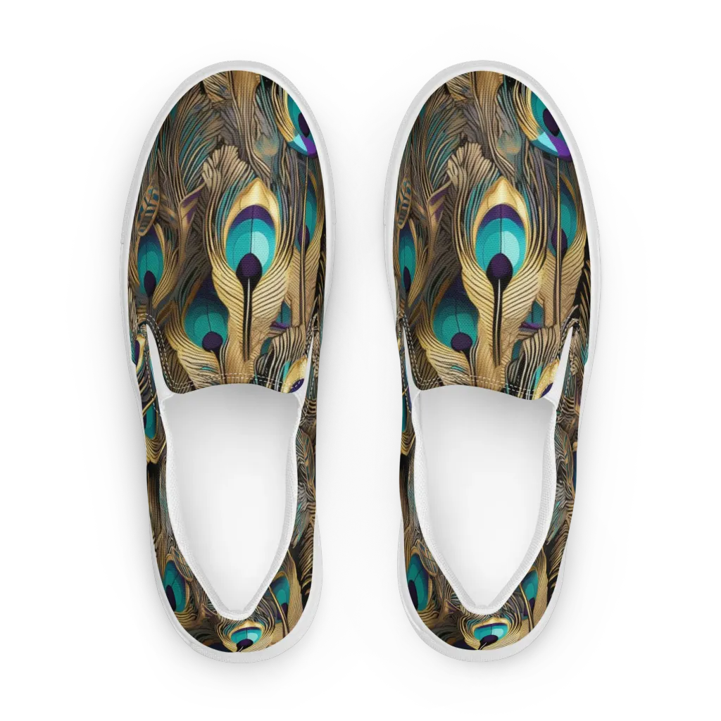 Gilded Plumes on Women's Slip-On Canvas Shoes — Front