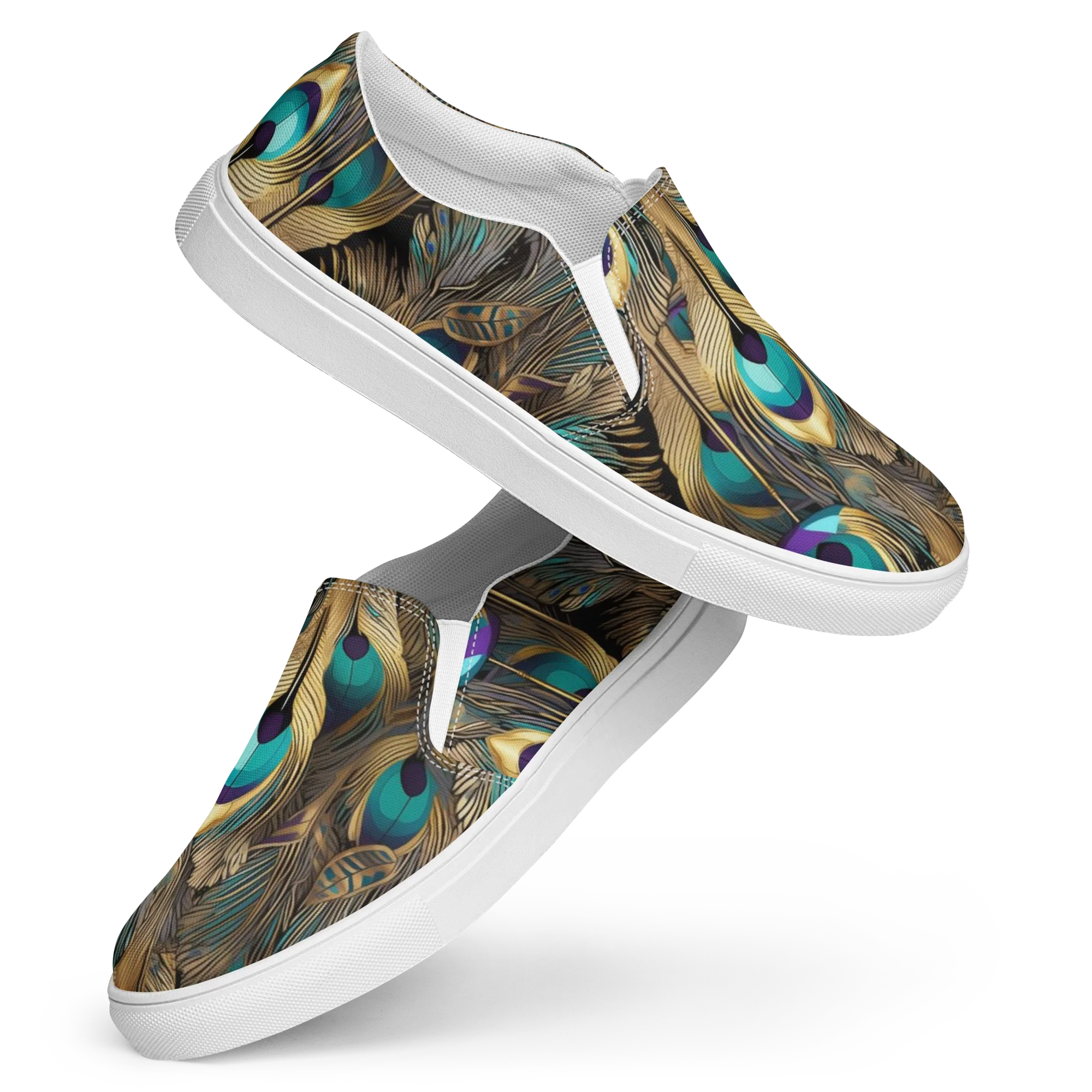 Gilded Plumes on Women's Slip-On Canvas Shoes — Front
