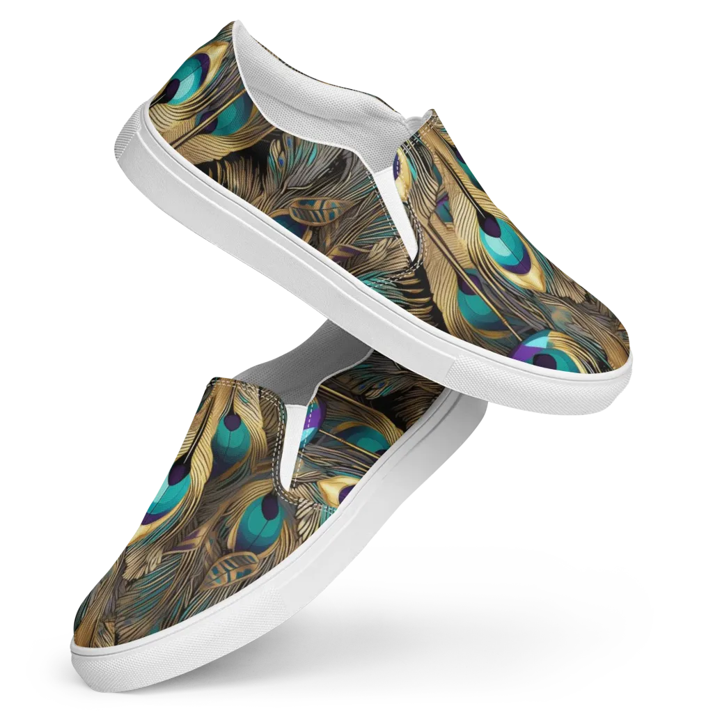 Gilded Plumes on Women's Slip-On Canvas Shoes — Front