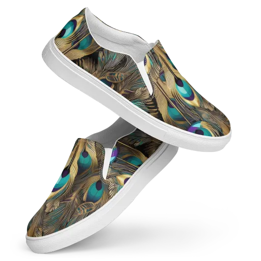 Gilded Plumes on a Women's Slip-On Canvas Shoes