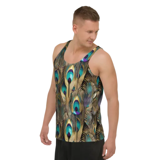 Gilded Plumes on a Men's Tank Top