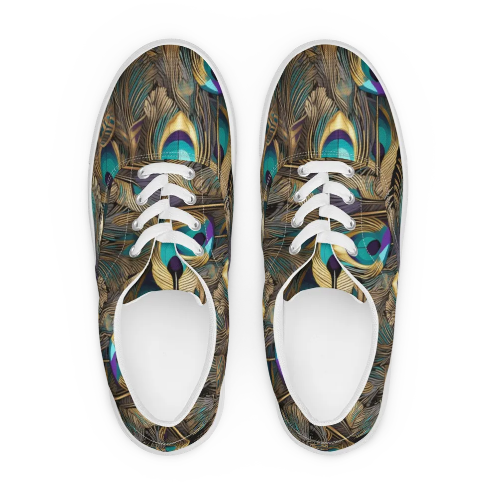 Gilded Plumes on Men's Lace-Up Canvas Shoes — Front