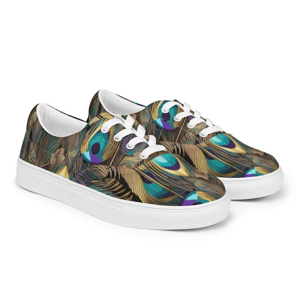 Gilded Plumes on Men's Lace-Up Canvas Shoes — Right Front