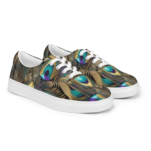 Gilded Plumes on a Men's Lace-Up Canvas Shoes