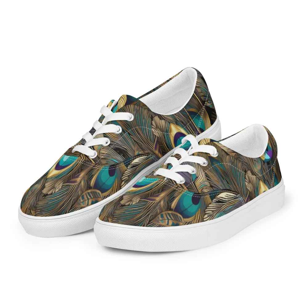 Gilded Plumes on Men's Lace-Up Canvas Shoes — Left Front