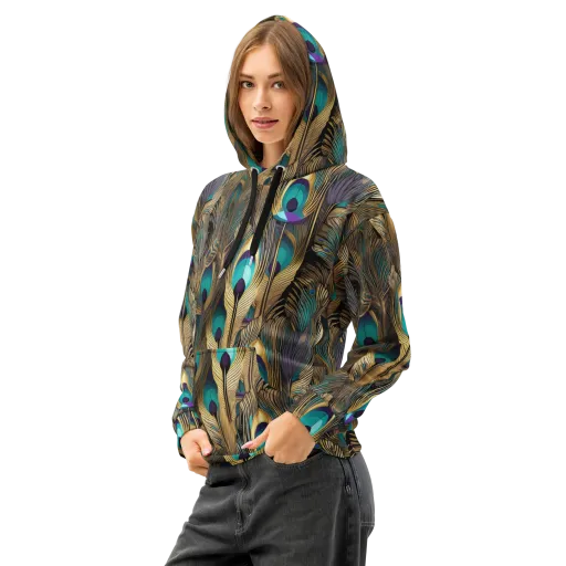 Gilded Plumes on a Cotton Hoodie
