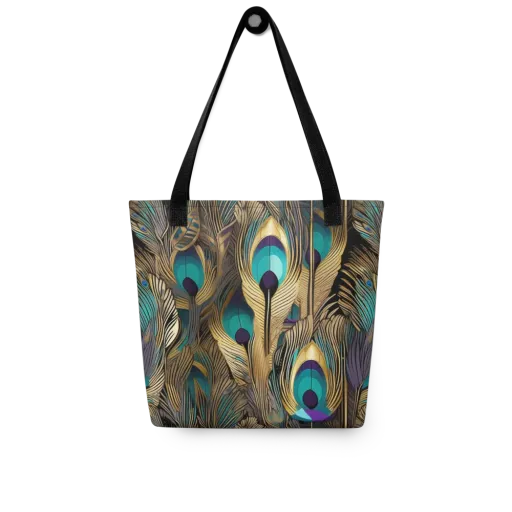 Gilded Plumes on a Tote Bag