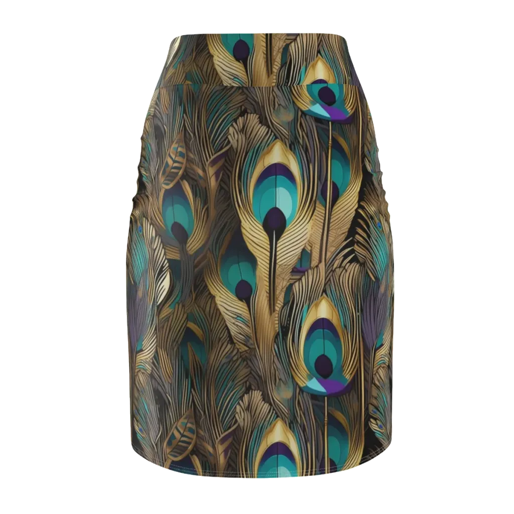 Gilded Plumes on Pencil Skirt — Back