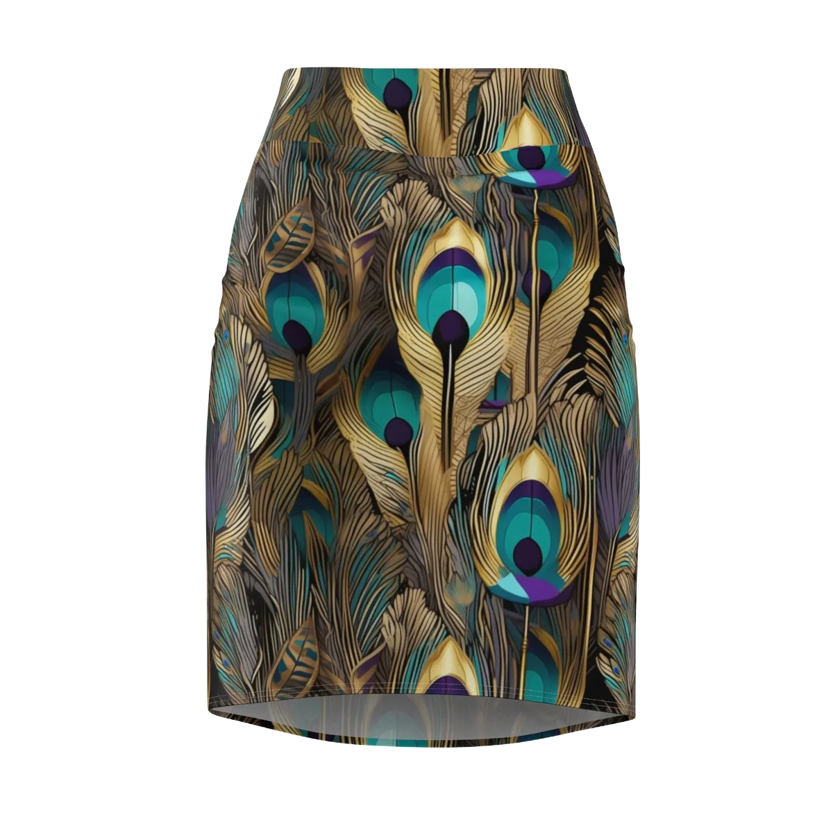 Gilded Plumes on Pencil Skirt — Front