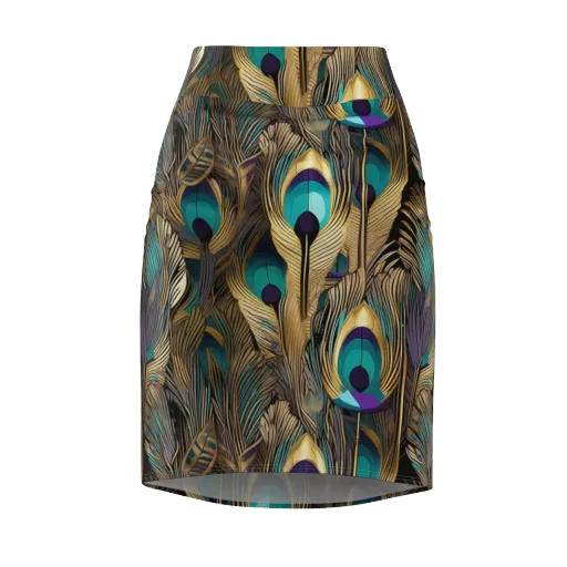 Gilded Plumes on a Pencil Skirt