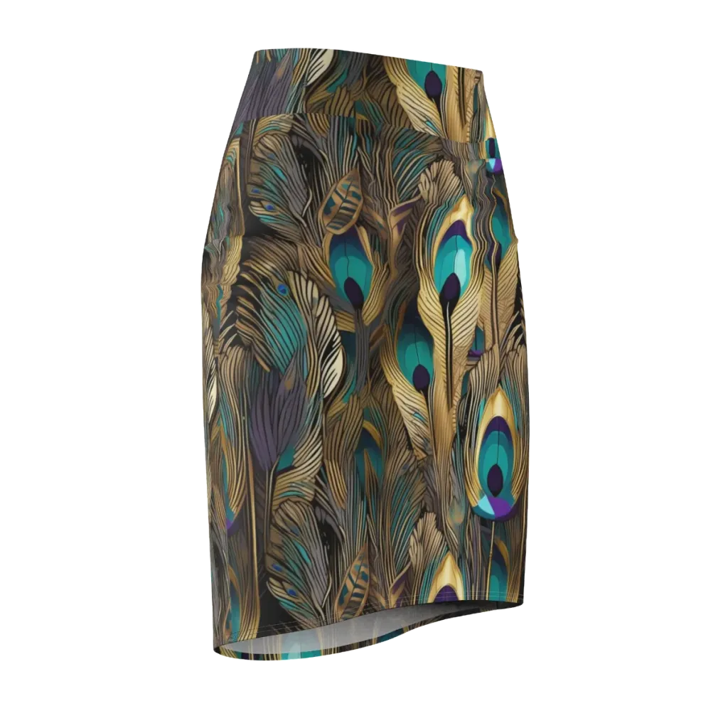 Gilded Plumes on Pencil Skirt — Front Side
