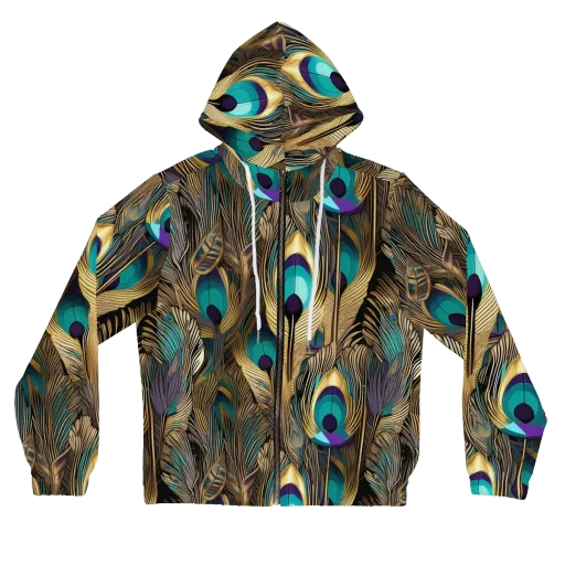 Gilded Plumes on a Women's Full-Zip Hoodie