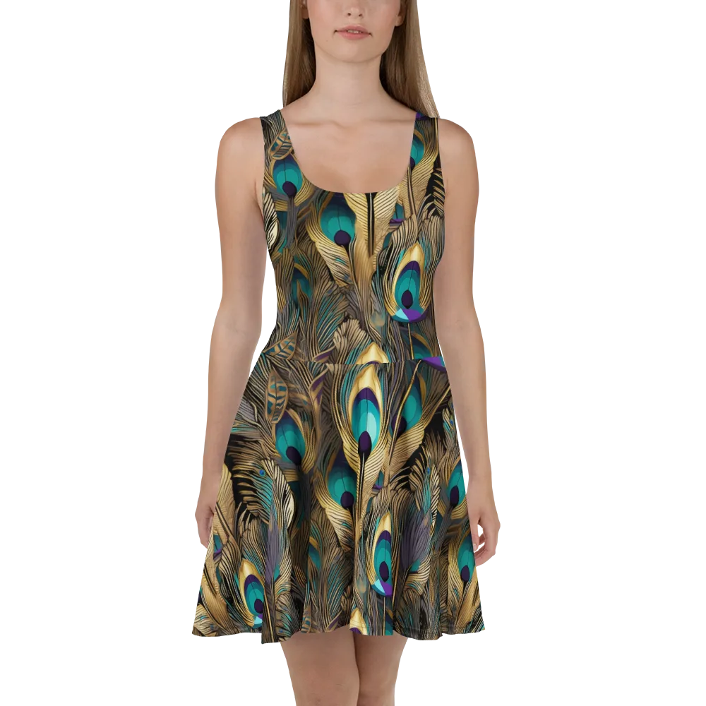 Gilded Plumes on Skater Dress — Front