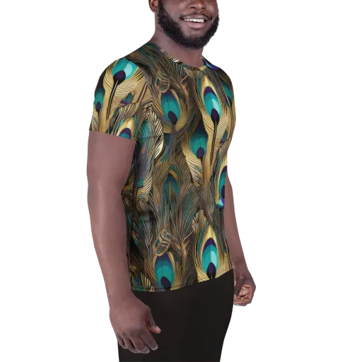 Gilded Plumes on a Men's Athletic T-Shirt