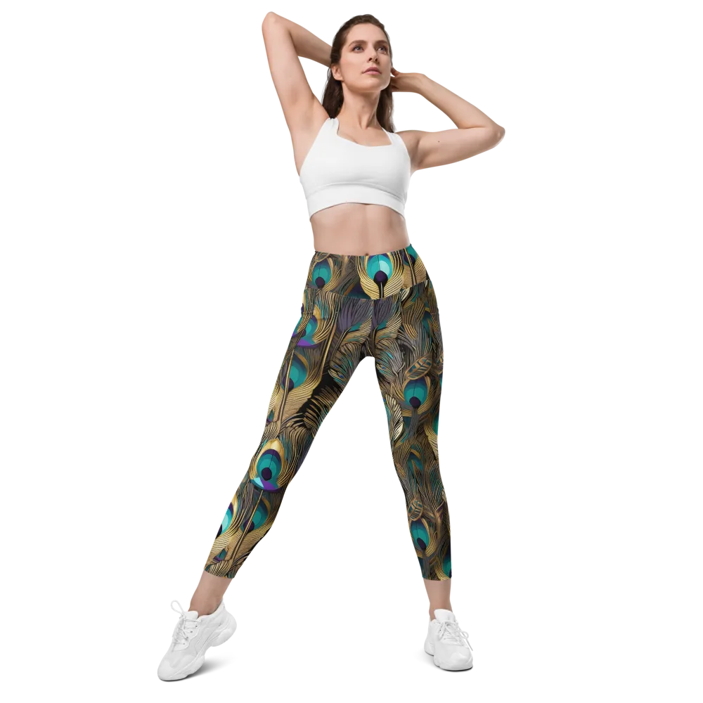 Gilded Plumes on Leggings with Pockets — Front