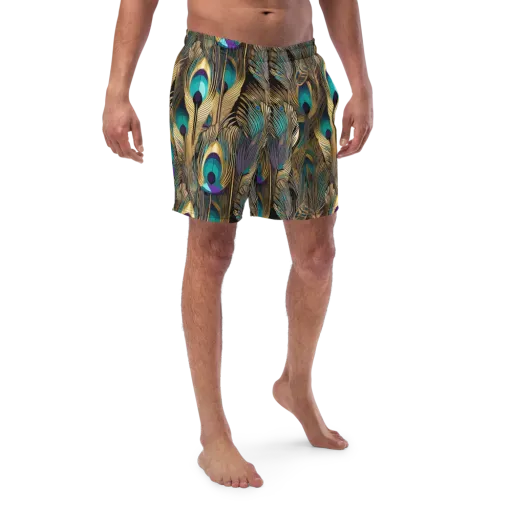 Gilded Plumes on a Swim Trunks