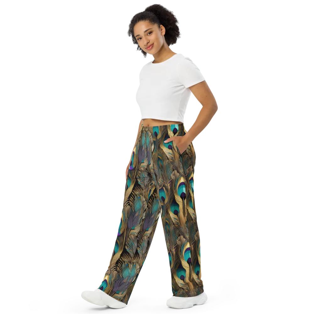 Gilded Plumes on Wide-Leg Pants — Left Front