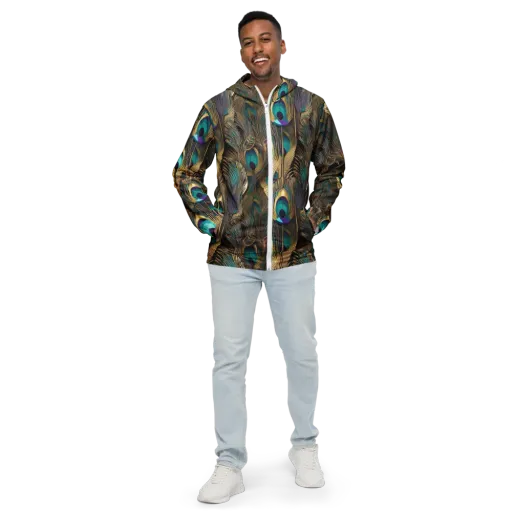 Gilded Plumes on a Men's Windbreaker