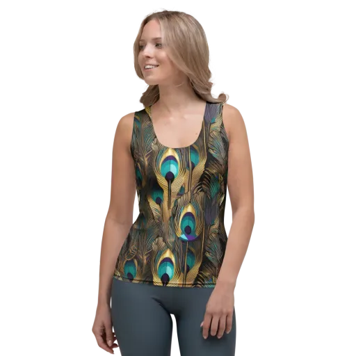 Gilded Plumes on a Women's Tank Top
