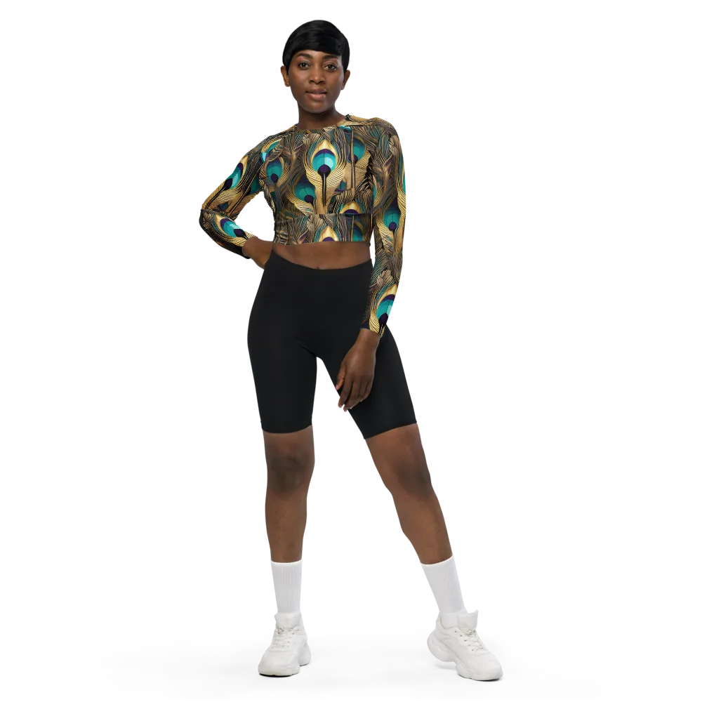 Gilded Plumes on Long Sleeve Crop Top — Front
