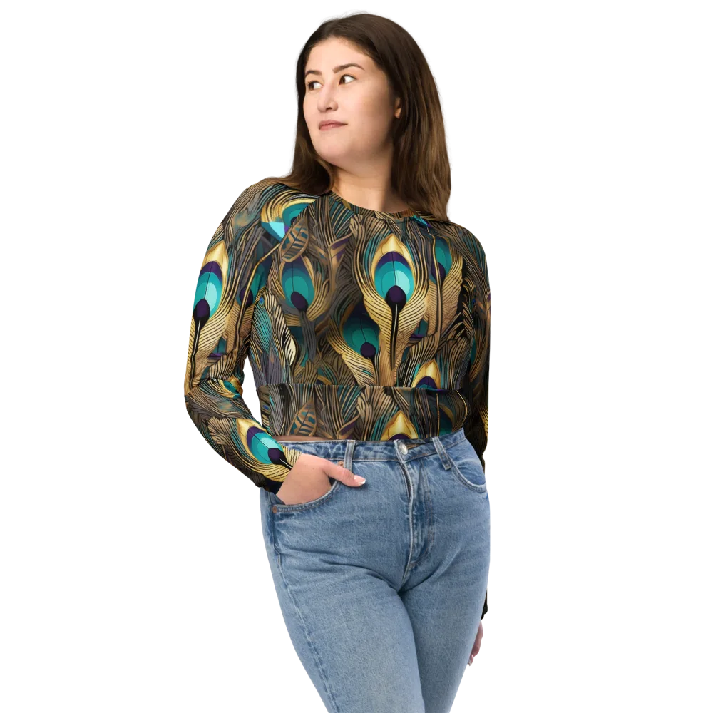 Gilded Plumes on Long Sleeve Crop Top — Front