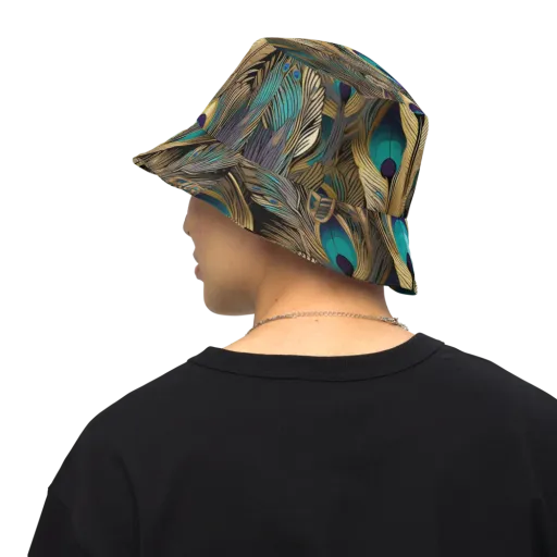Gilded Plumes on a Reversible Bucket Hat
