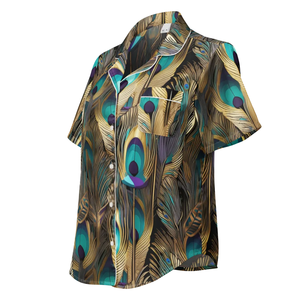 Gilded Plumes on Women's Short Sleeve Pajama Top — Left Front