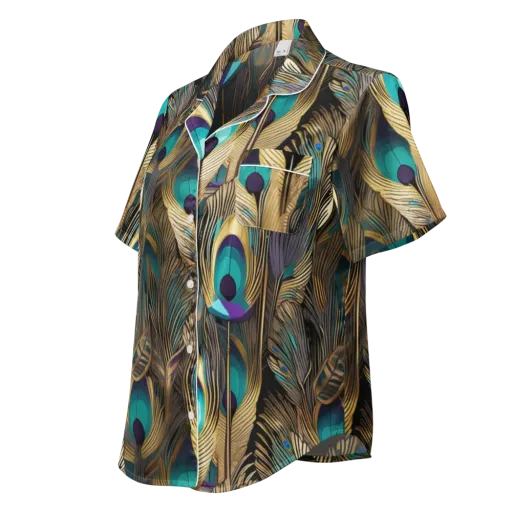 Gilded Plumes on a Women's Short Sleeve Pajama Top