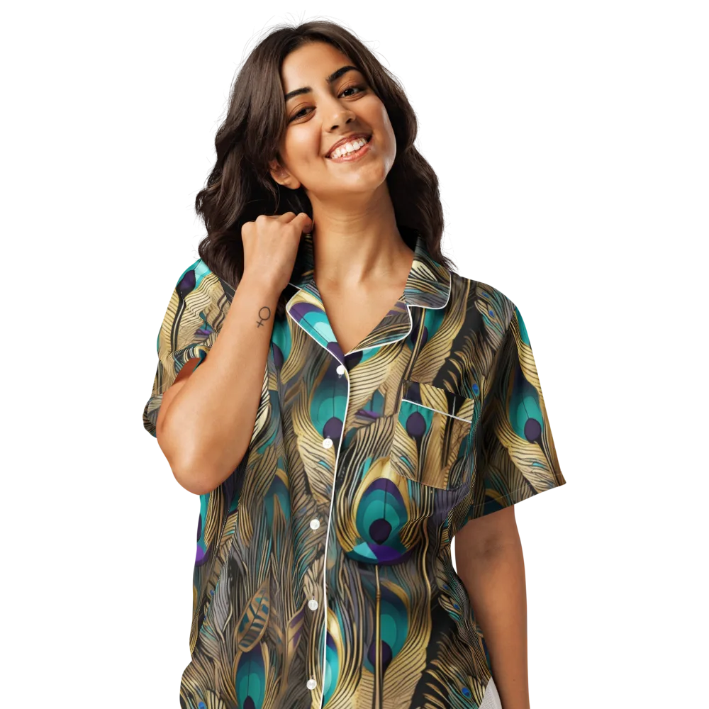 Gilded Plumes on Women's Short Sleeve Pajama Top — Front