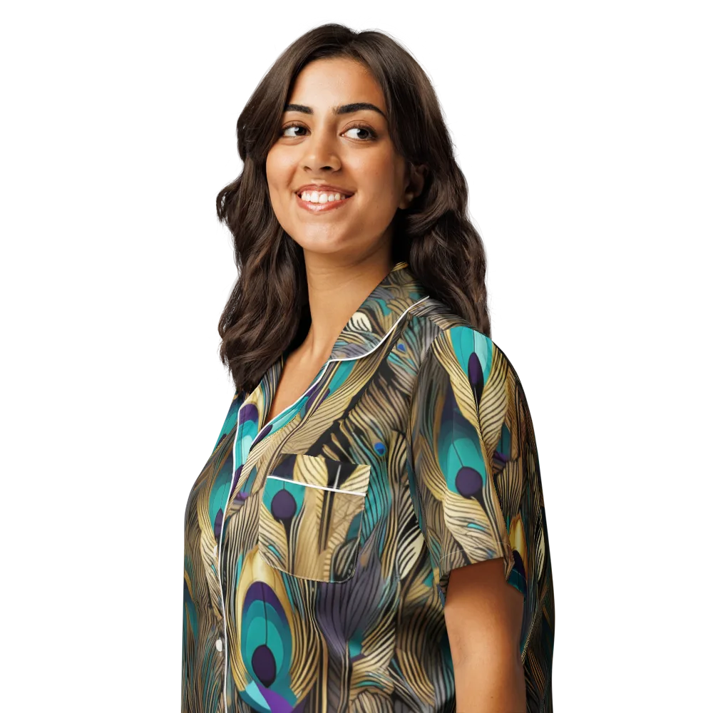 Gilded Plumes on Women's Short Sleeve Pajama Top — Left Front