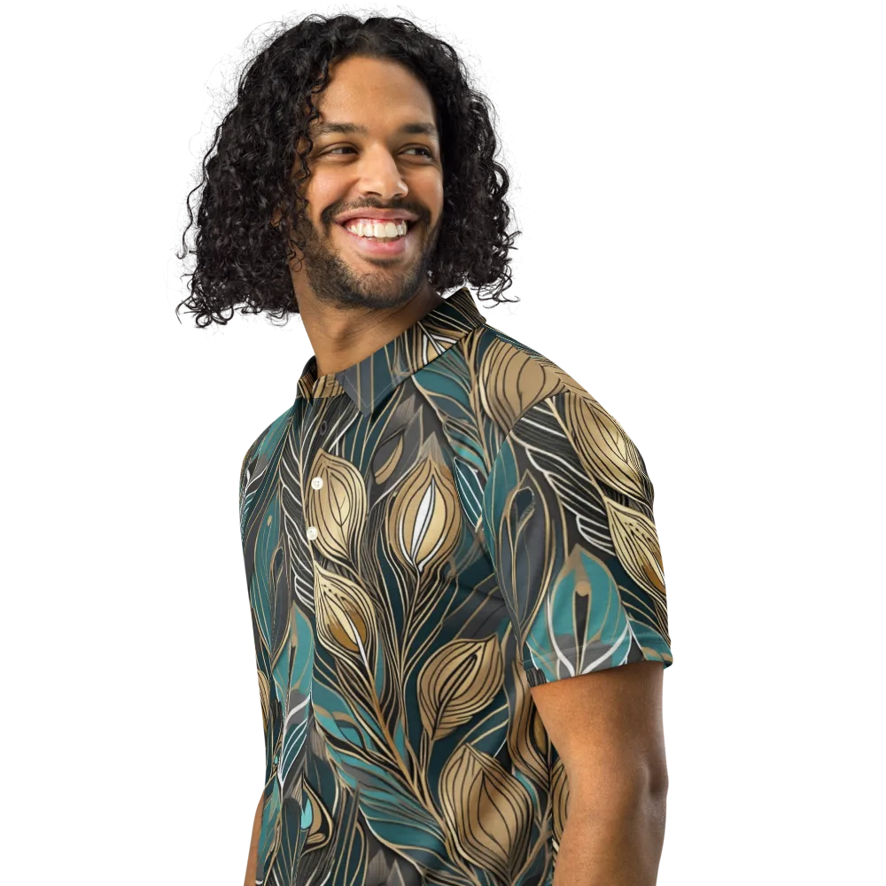 Mosaic Canopy on Men's Slim Fit Polo Shirt — Left Front