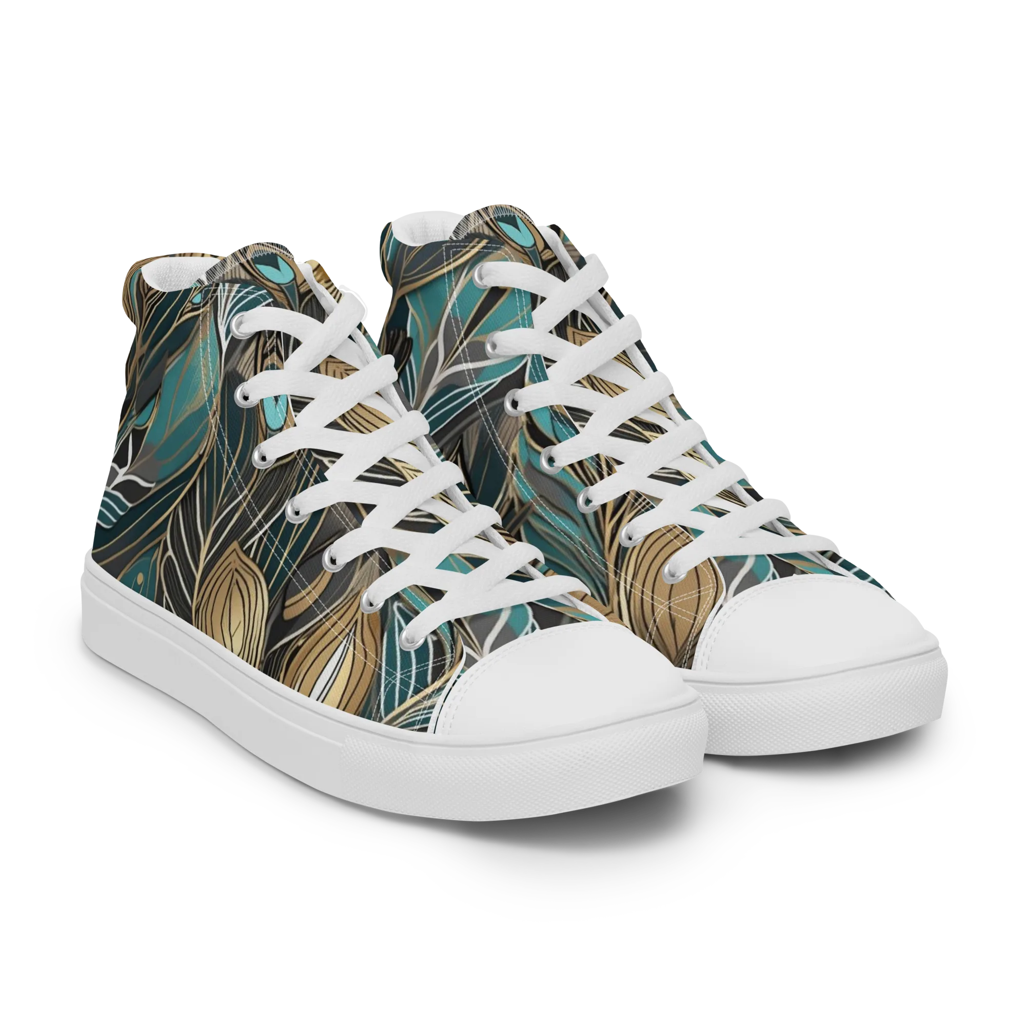 Mosaic Canopy on Men's High Top Canvas Shoes — Right Front