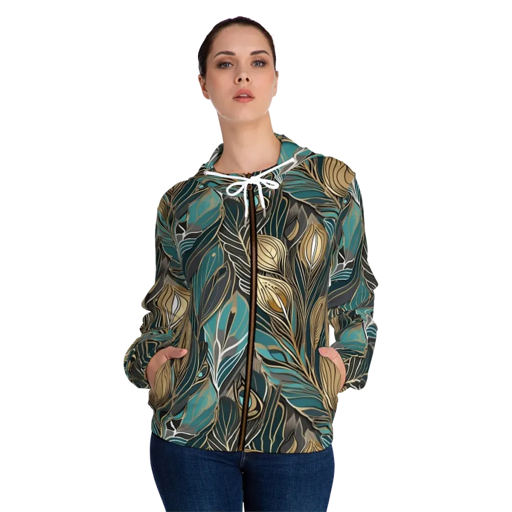 Mosaic Canopy on Women's Full-Zip Hoodie — Front On Person