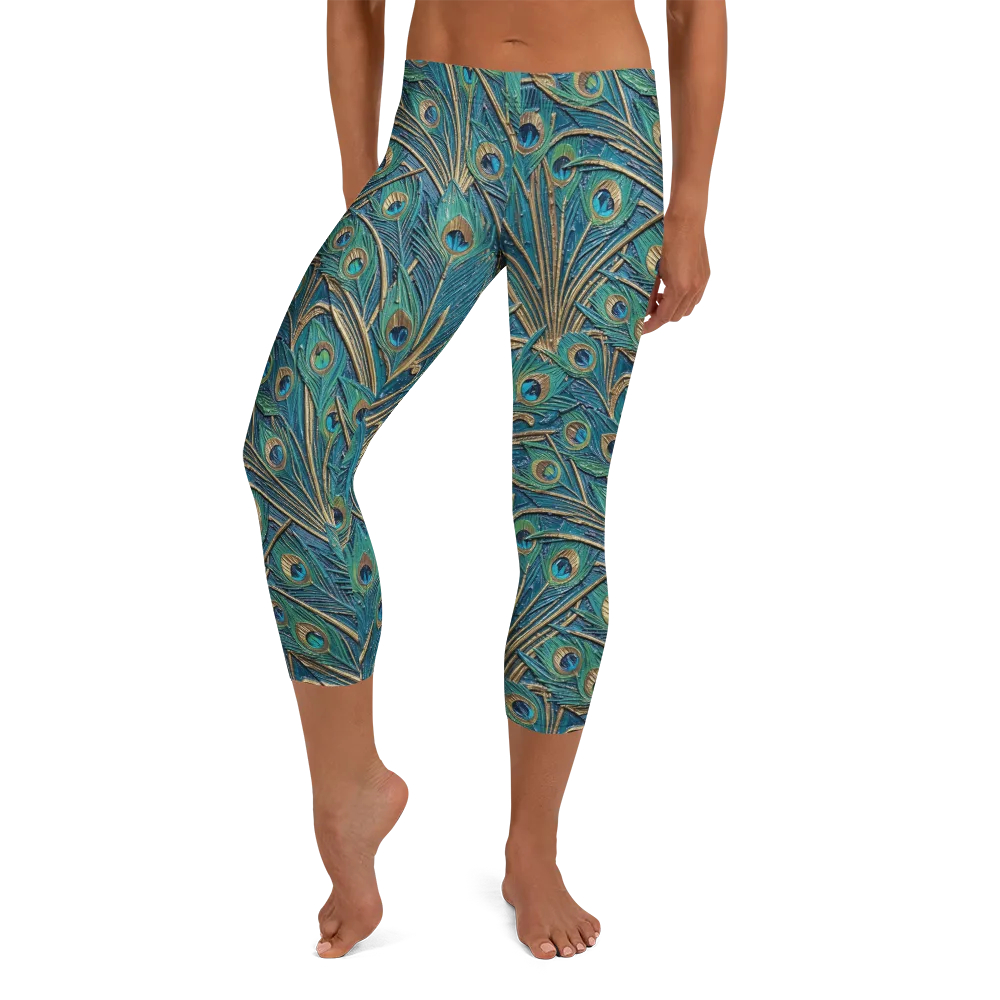 Peacock Treasury on Capri Leggings — Front
