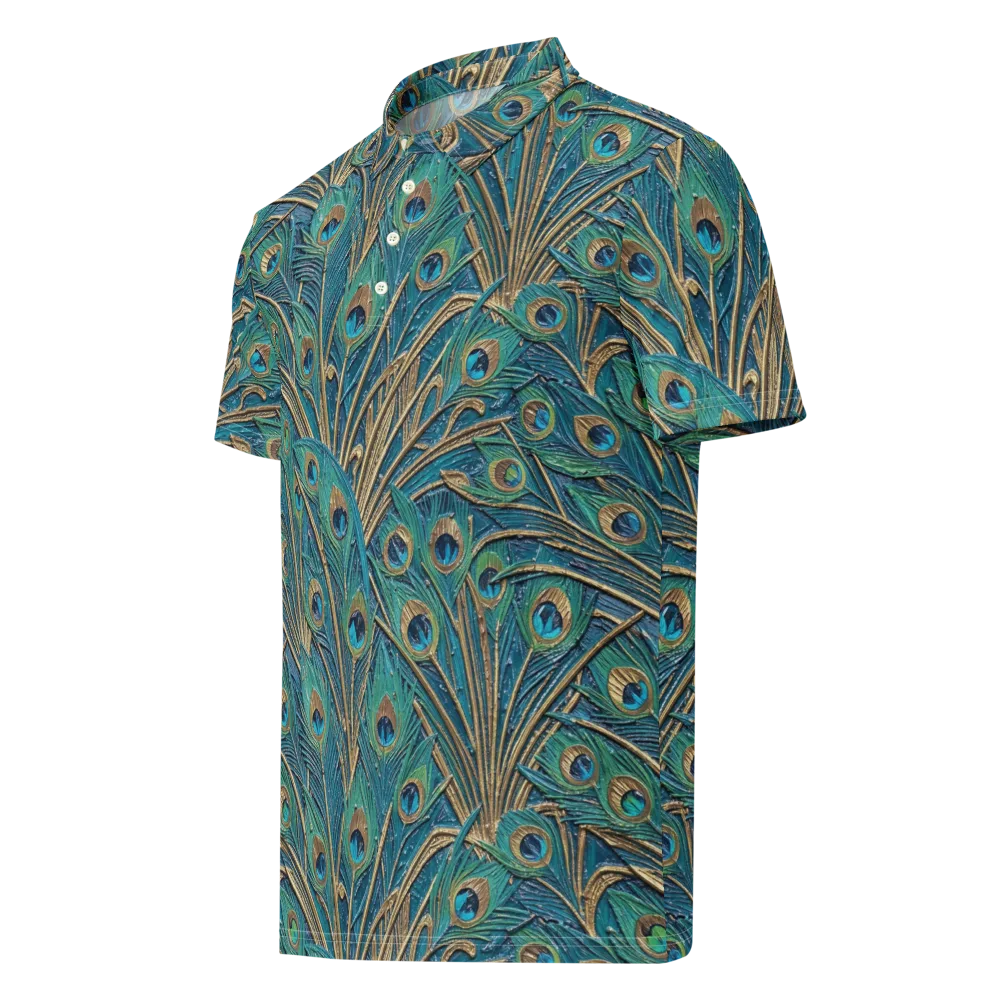 Peacock Treasury on Men's Slim Fit Polo Shirt — Left Front