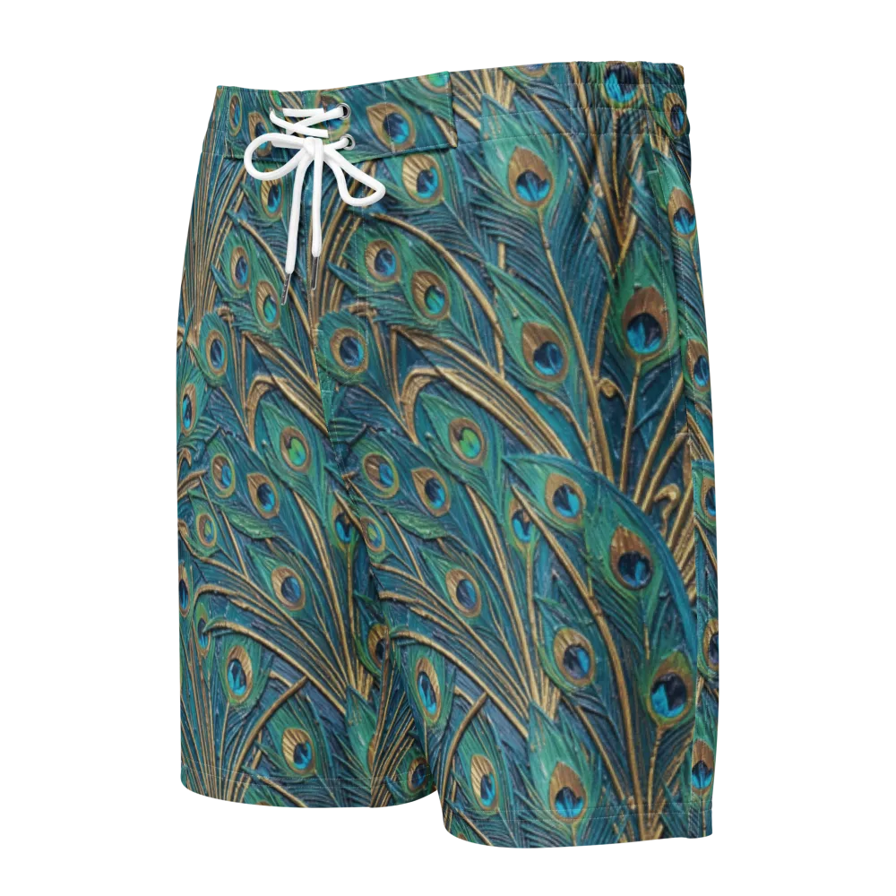 Peacock Treasury on Men's Board Shorts — Front
