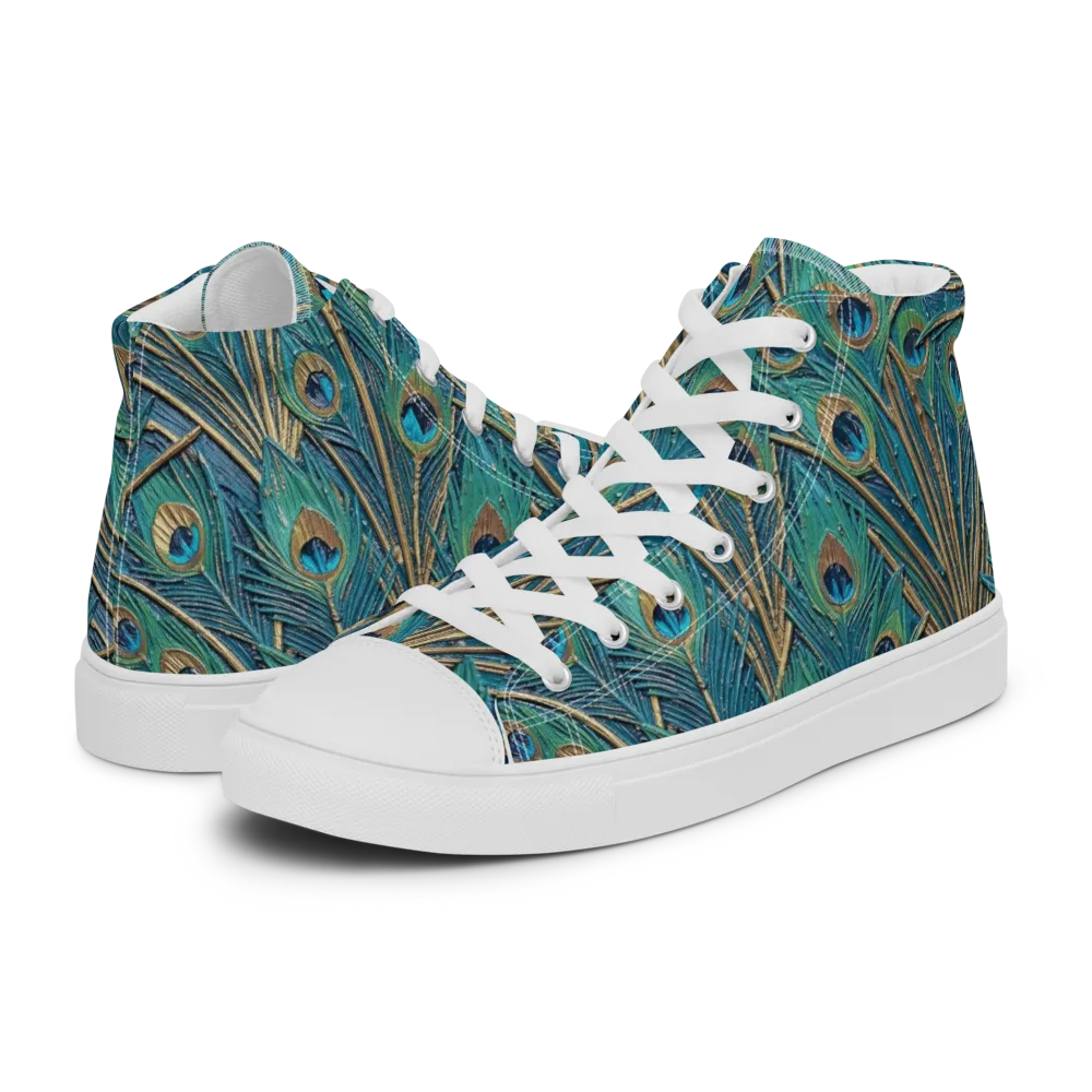 Peacock Treasury on Men's High Top Canvas Shoes — Left