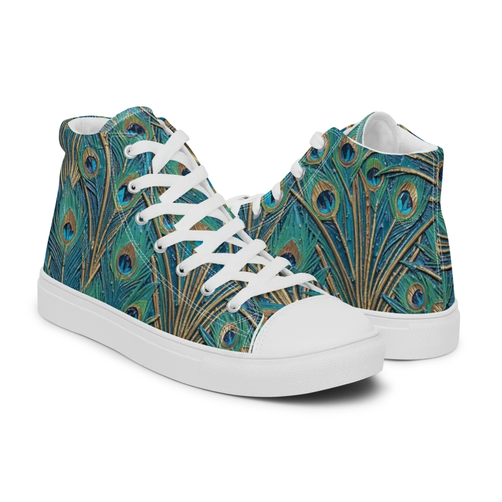 Peacock Treasury on Men's High Top Canvas Shoes — Right