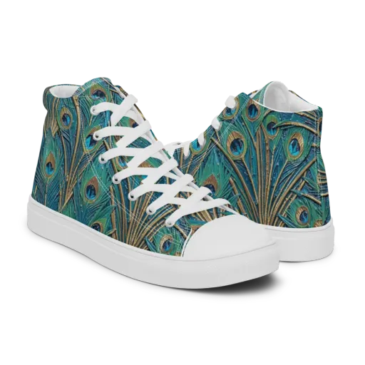 Peacock Treasury on a Men's High Top Canvas Shoes