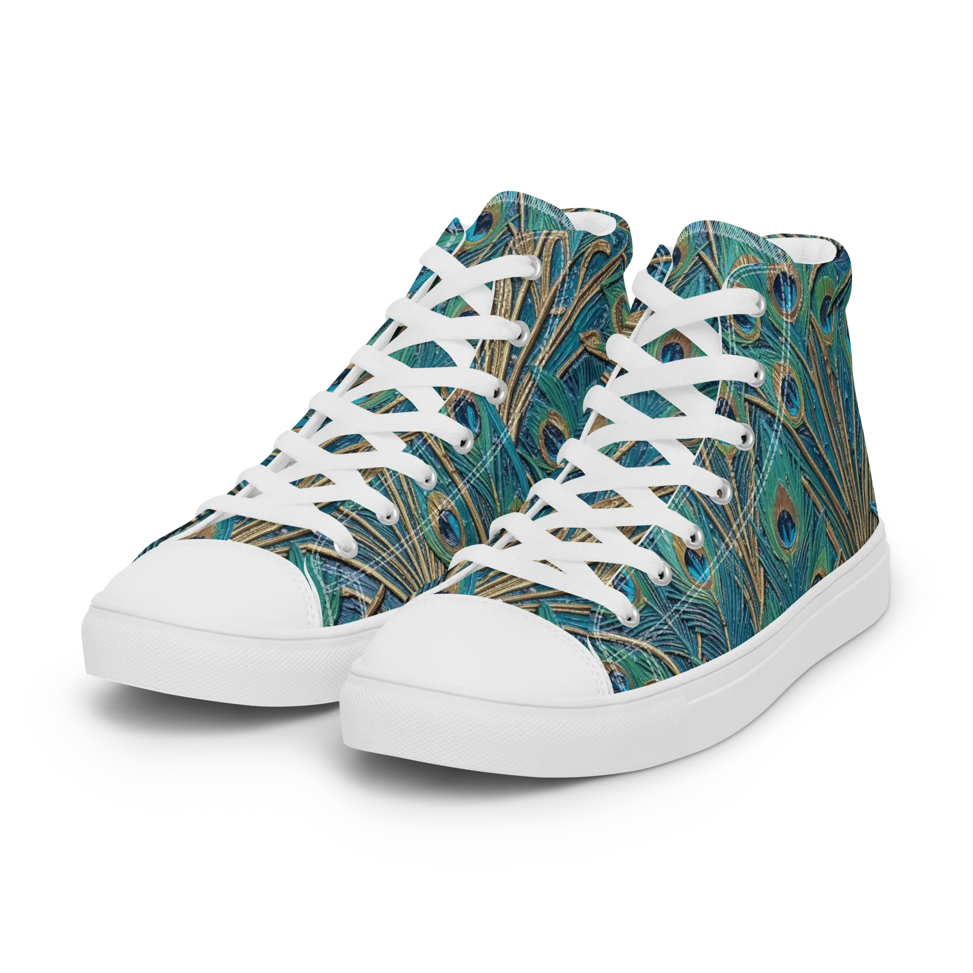 Peacock Treasury on Women's High Top Canvas Shoes — Left Front