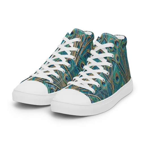 Peacock Treasury on a Women's High Top Canvas Shoes