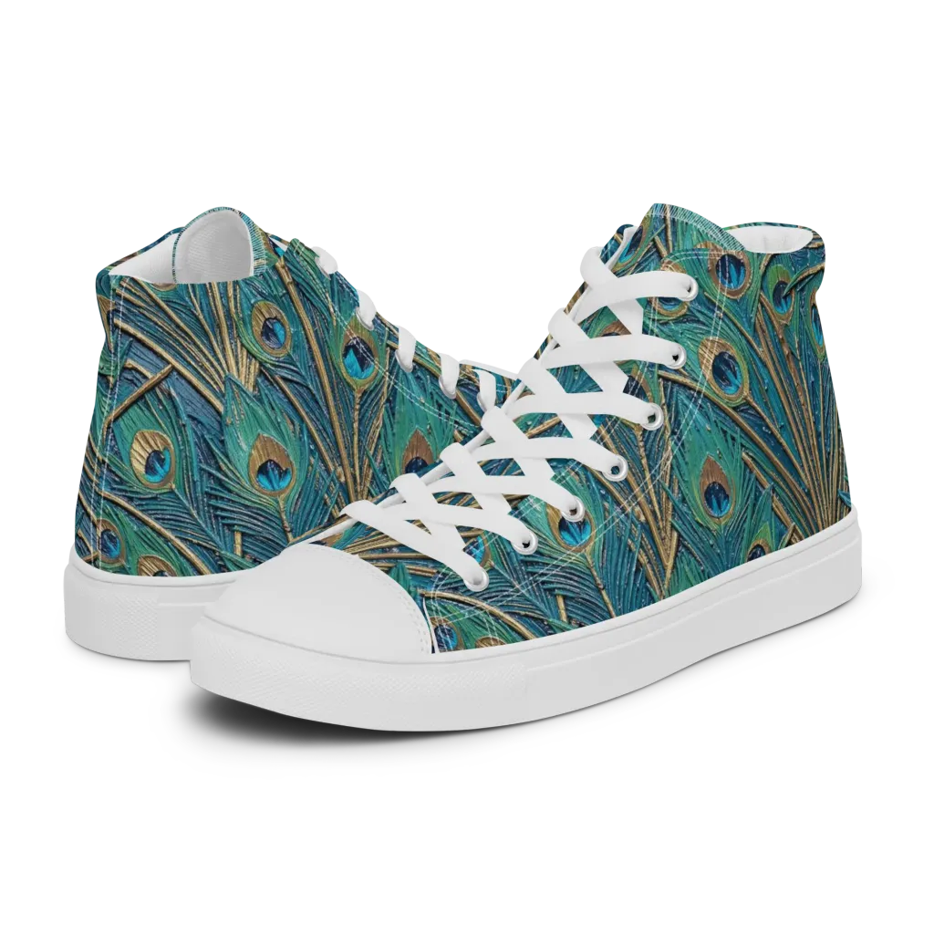 Peacock Treasury on Women's High Top Canvas Shoes — Left