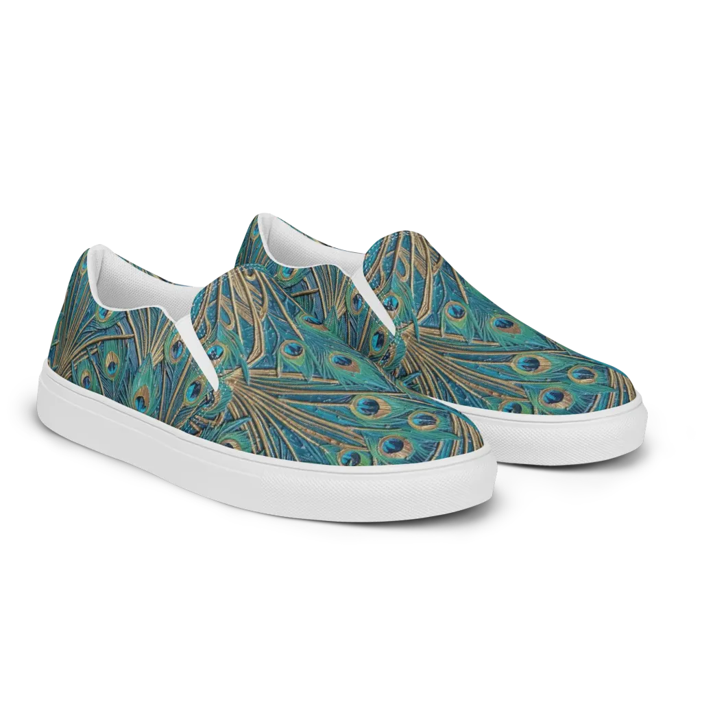 Peacock Treasury on Men's Slip-On Canvas Shoes — Right Front