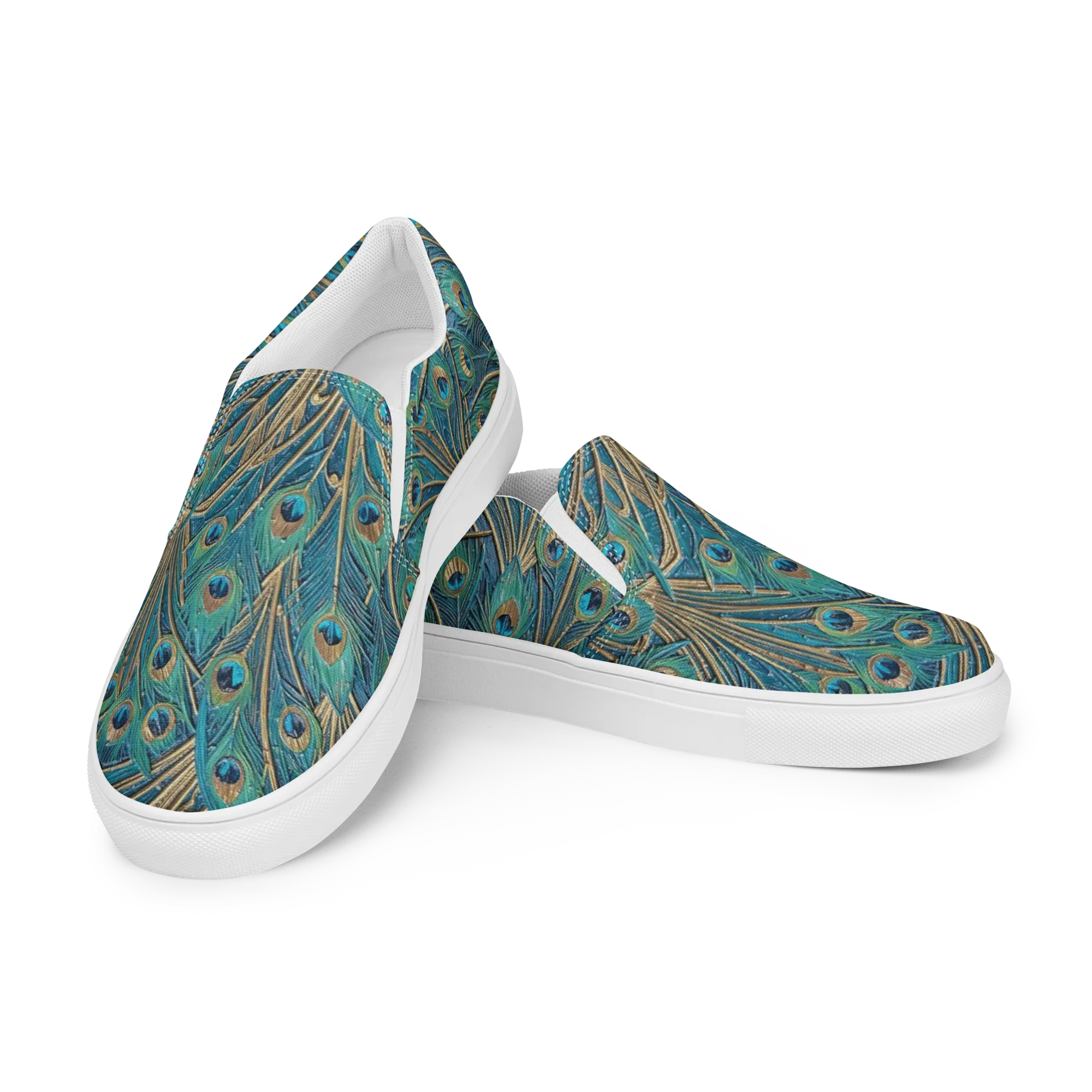 Peacock Treasury on Men's Slip-On Canvas Shoes — Left Front
