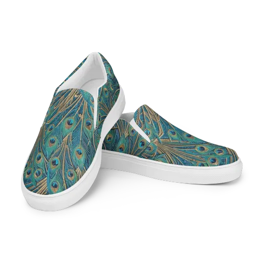 Peacock Treasury on a Men's Slip-On Canvas Shoes